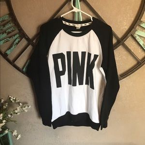 Victoria's Secret Pink Varsity Crew Black/White