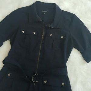 Zipper front shirt dress