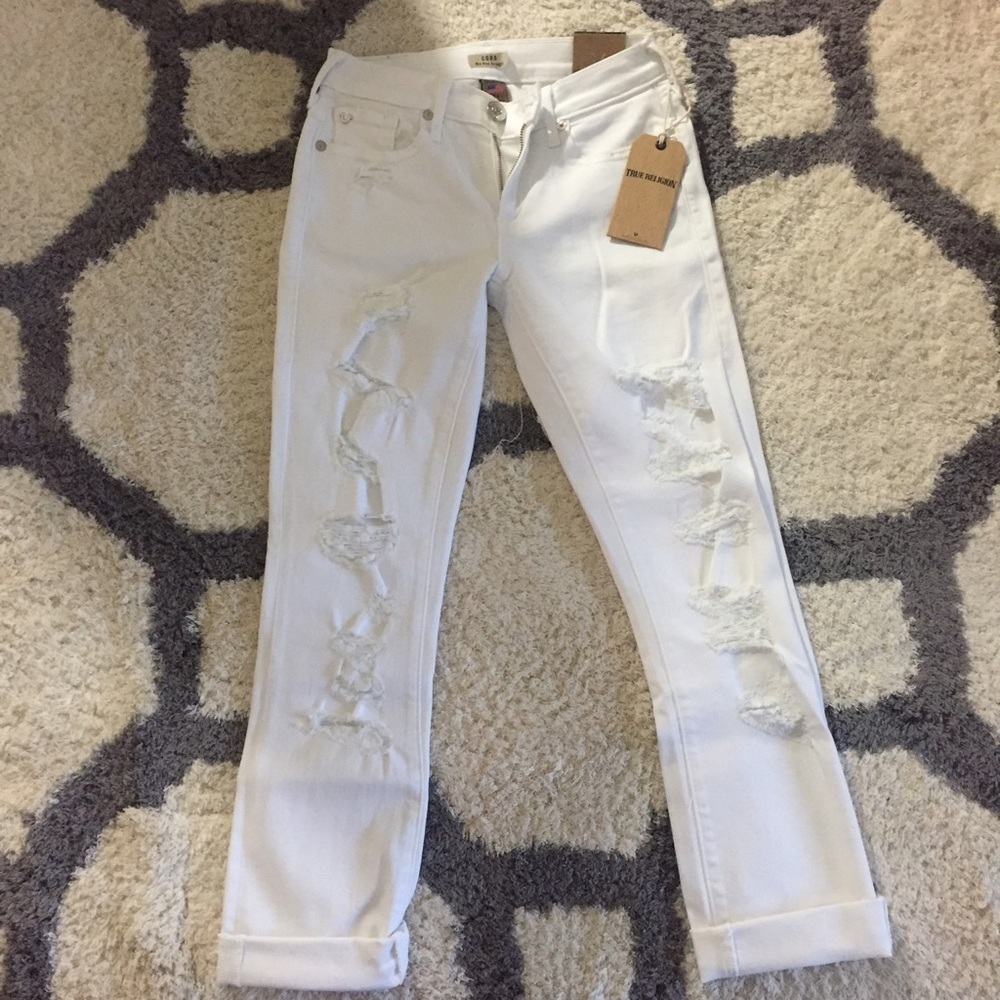 NWT True Religion Cora mid rise crop jeans