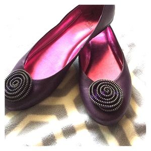 Purple Leather Flats
