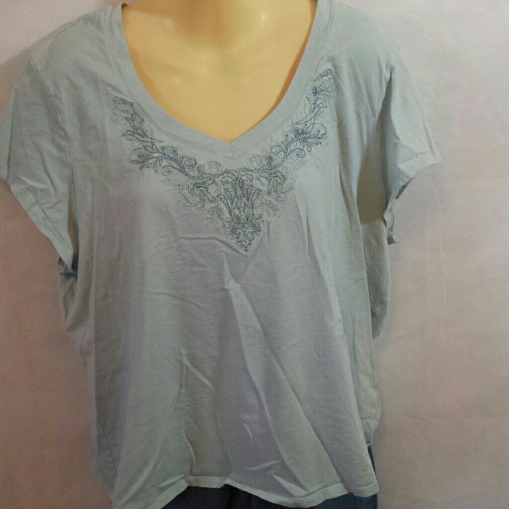 Light blue embroidery T-shirt