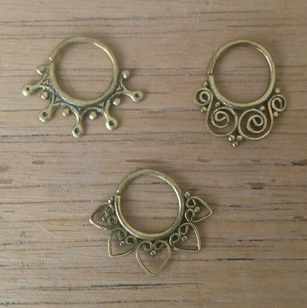 3 Indian Hippie Bohemian Style Septum Rings