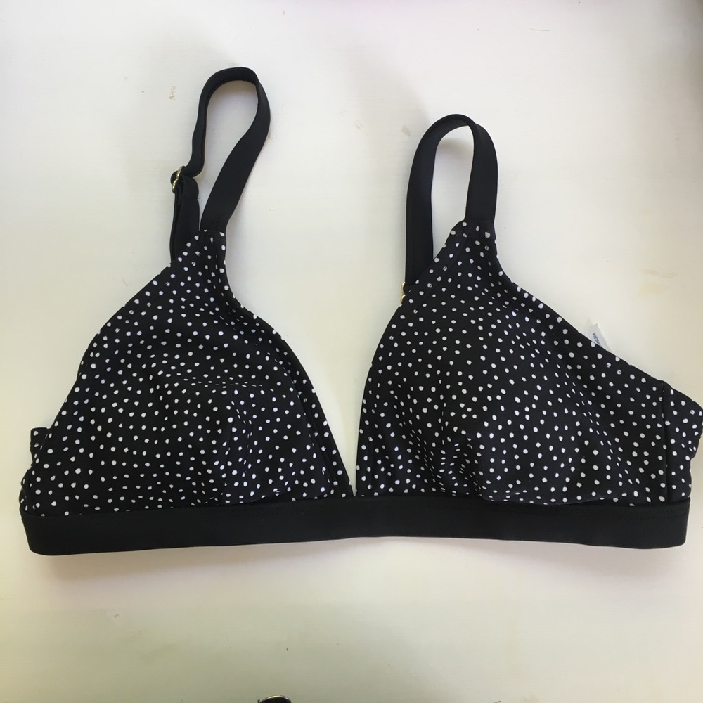 Black, white polka dots bralette style bikini top