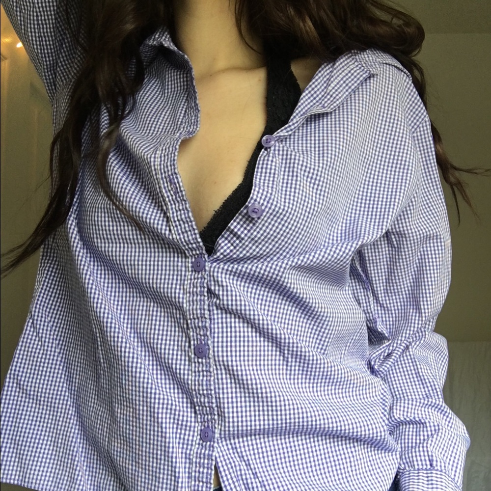 Button Up Blue Checkered Top