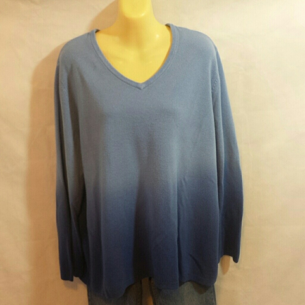 Blue ombre dip dyed sweater top