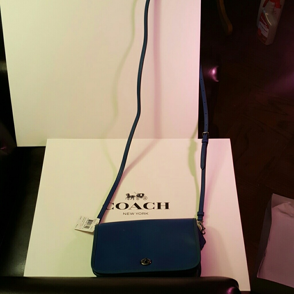 BRAND NEW COACH Dinky in blue glovetanned leather - Picture 4 of 4