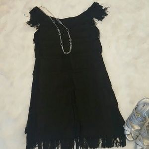 WHBM Black fringe dress flapper dress