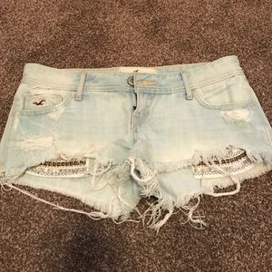 Light wash denim shorts