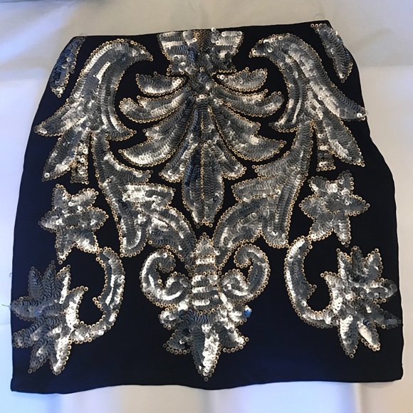 Navy Blue Sequin Skirt. - Picture 1 of 3