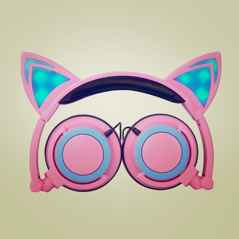 LED light-up cat ear headphones