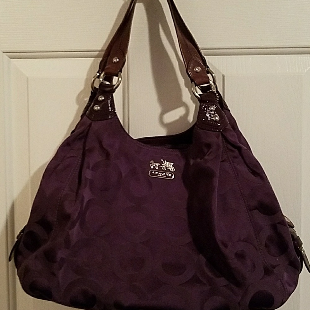 Coach Purse Madison Maggie Purple Op Art Bag
