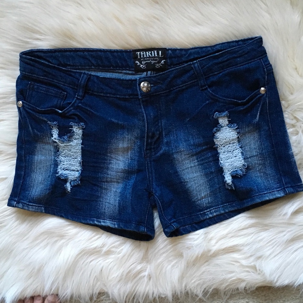 Denim Factory Destroyed Shorts by Thrill. Size 13