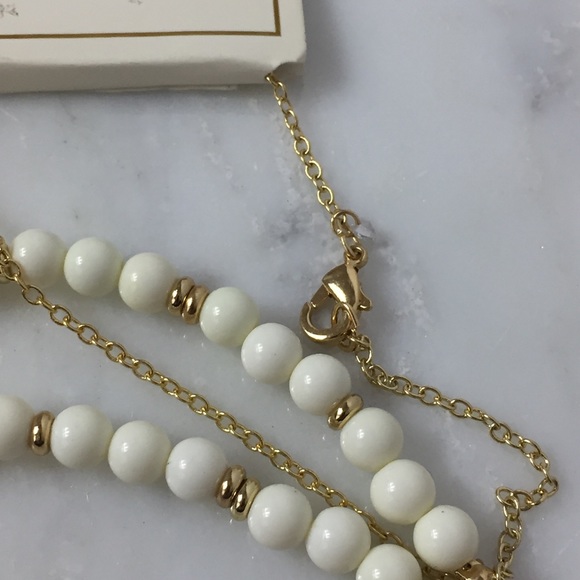 Cream and Goldtone Tassel Necklace - Picture 3 of 6