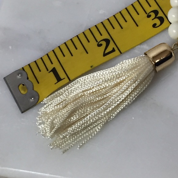 Cream and Goldtone Tassel Necklace - Picture 5 of 6