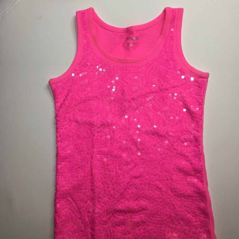 Pink sequined tank top