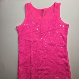 Pink sequined tank top