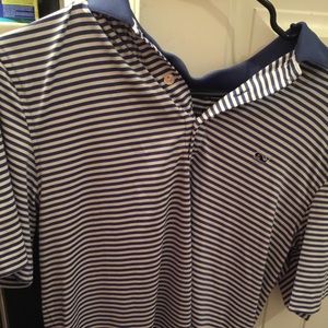 Blue & White striped Vineyard Vines polo
