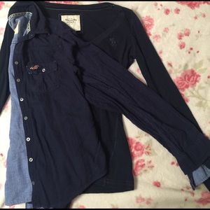 Hollister button up and Abercrombie long sleeve