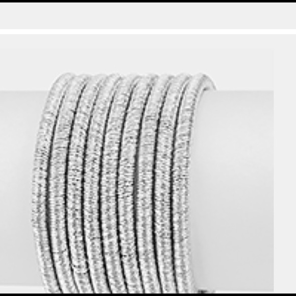 Silver 5 Cord Metallic Choker and Bracelet Set - Picture 4 of 4