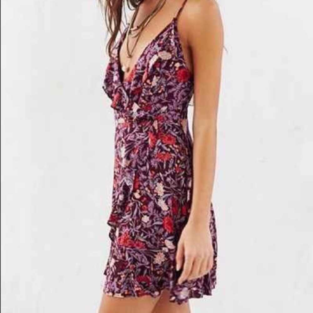Kimchi Blue Floral Ruffle Wrap Mini Dress - Picture 2 of 6