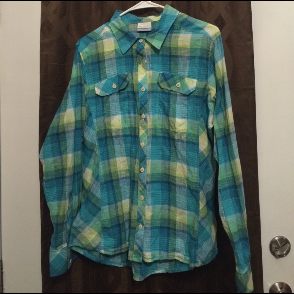 Columbia plaid button down XL