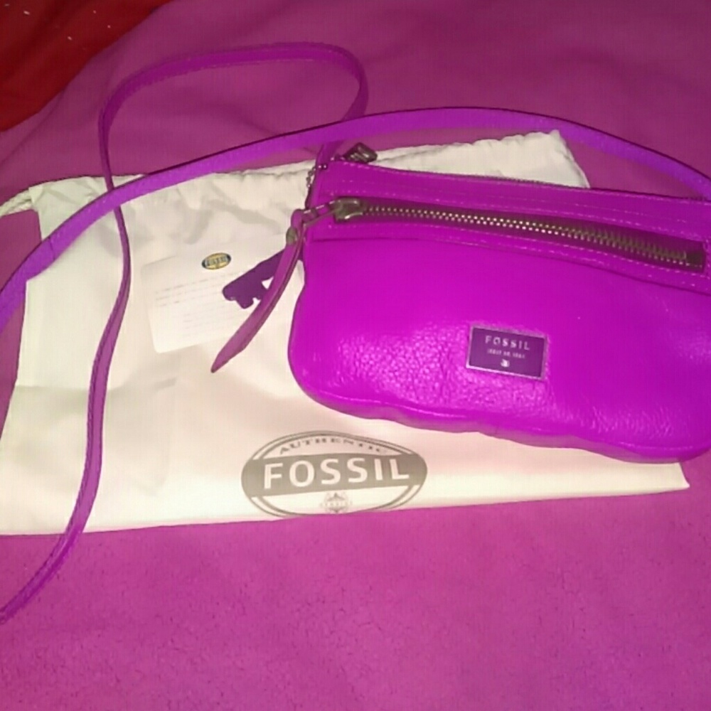 Neon pink crossbody Fossil purse