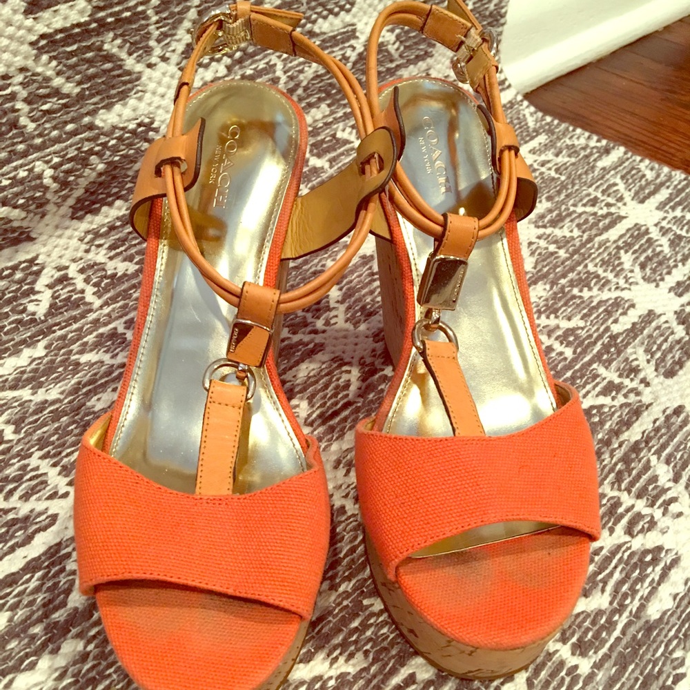 Tangerine coach wedges