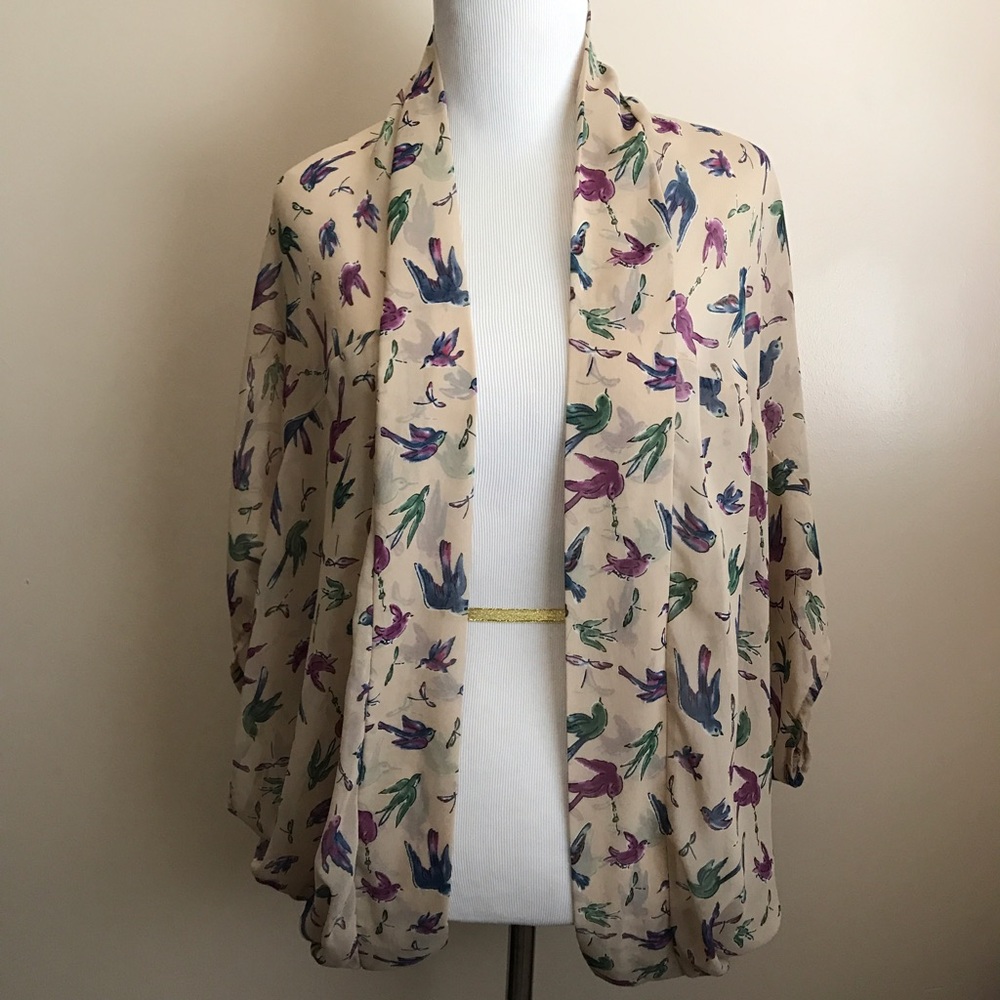 SPARROW PRINT KIMONO BY TEA N ROSE/MODCLOTH SIZE S