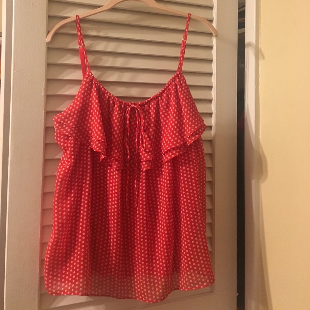 Red polka dot tank top