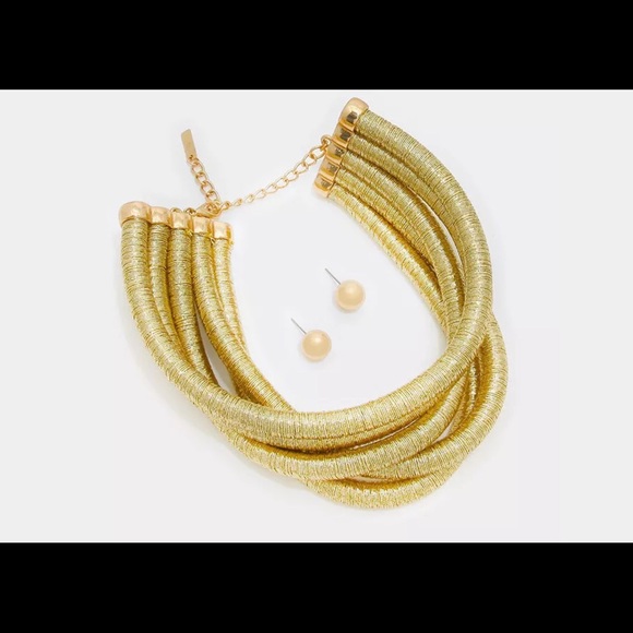 Gold Metallic 5 Cord Choker Set - Picture 2 of 4