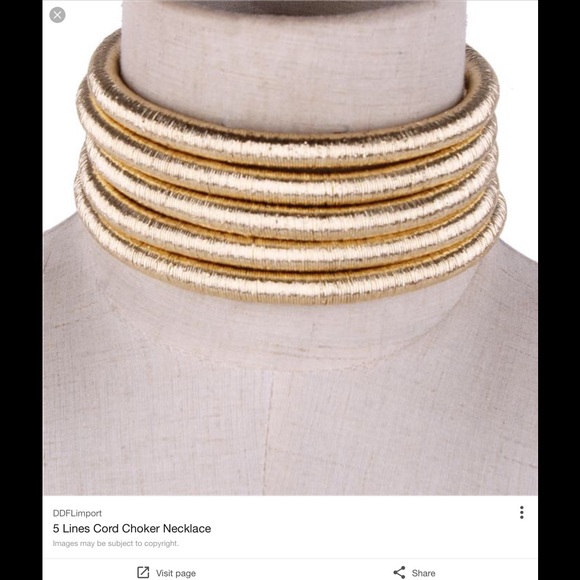 Gold Metallic 5 Cord Choker Set - Picture 4 of 4