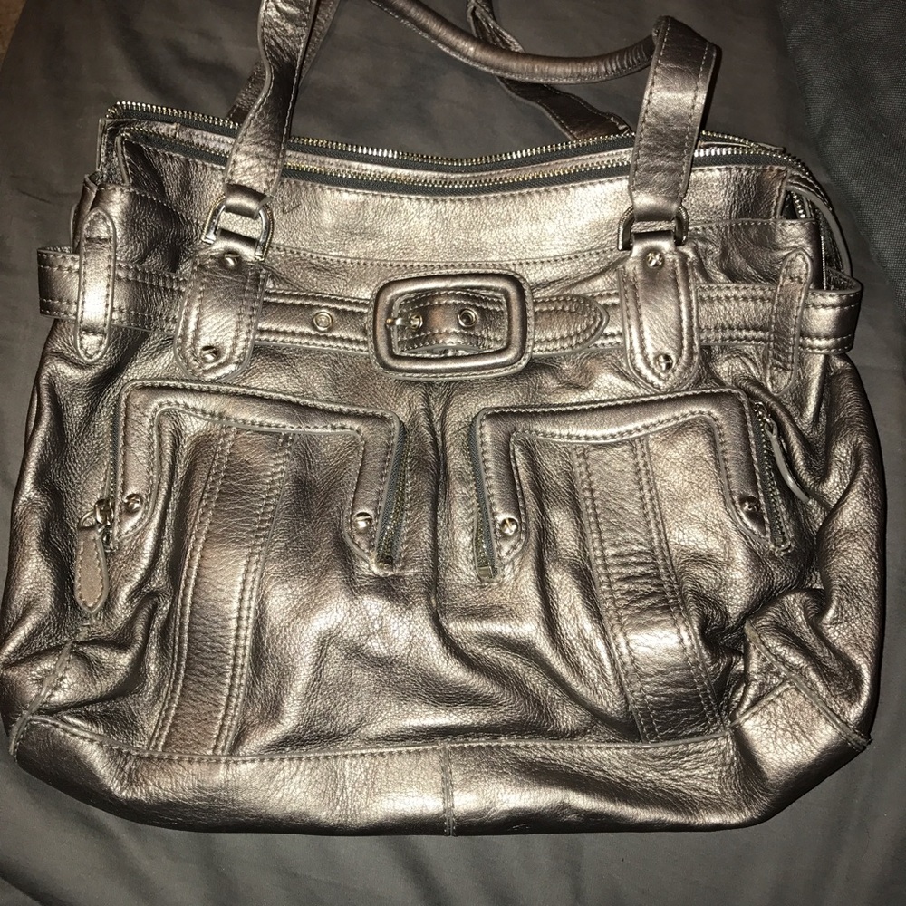 Silver Leather Cole Haan Bag