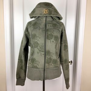 Lululemon Army Green Floral Scuba Hoodie - 8
