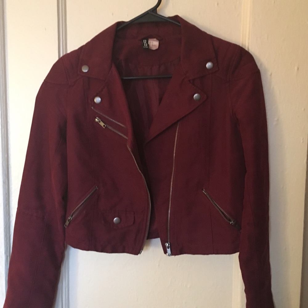 Stylish maroon fake suede jacket