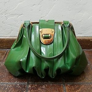 Alexander McQueen patent green handbag
