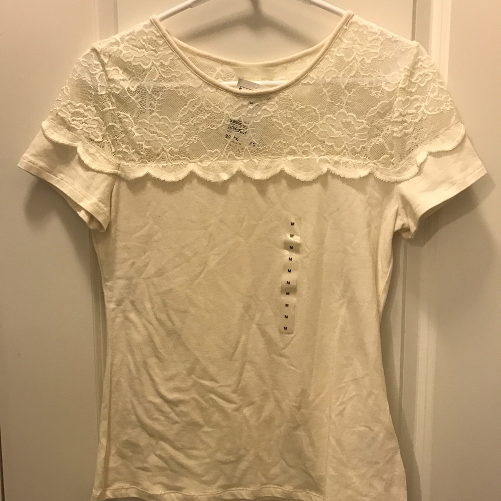 H&M off-white lace t-shirt