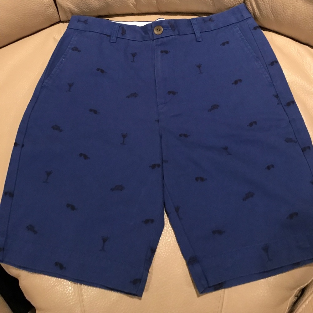Blue Shorts w. Beach Pattern||Stafford
