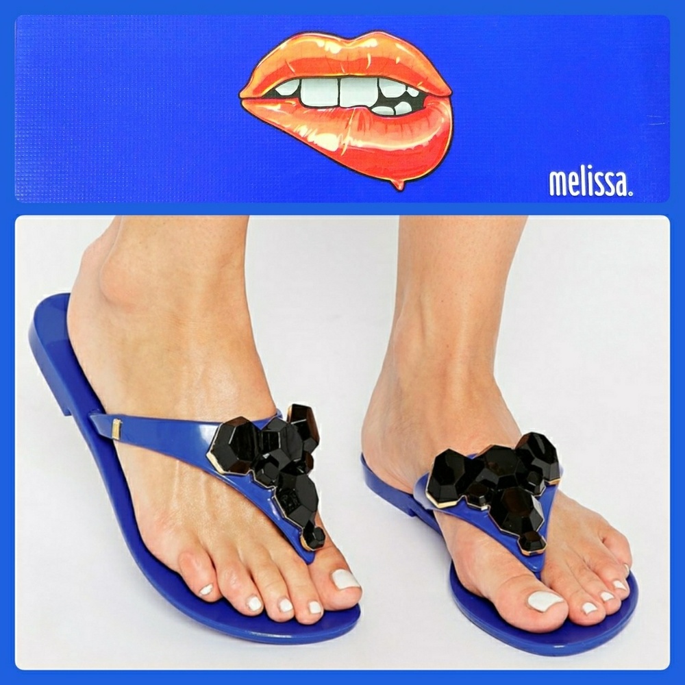 💖HP💖 Melissa Crystals Embellished Sandals  BLACK