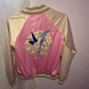 Pink Hummingbird Bomber Jacket (Never Worn!)