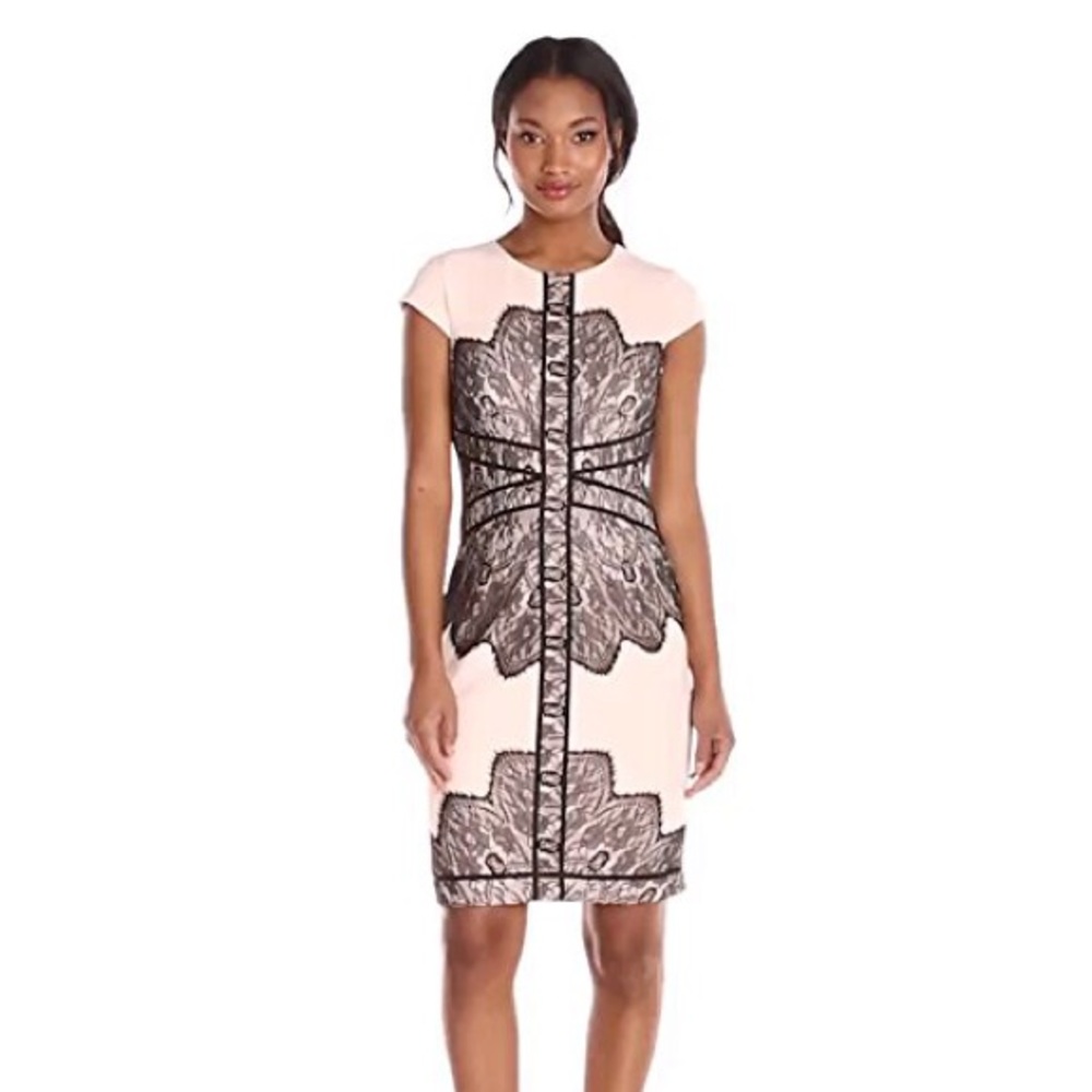 Adrianna Papell Dress w/ Contrast Lace Overlay