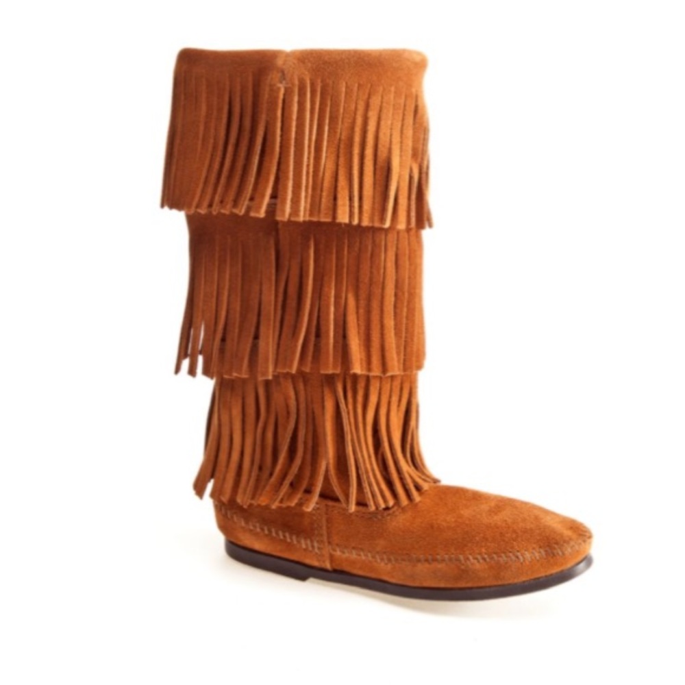 Worn once brown Minnetonka fringe boot
