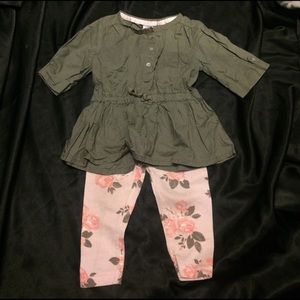 Olive green floral legging set
