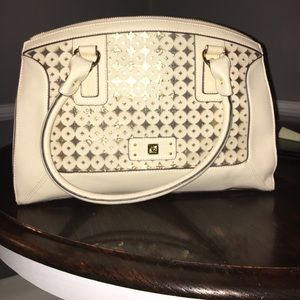Anne Klein ivory and gold leather purse