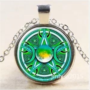 Triple Moon Goddess Pentagram Pendant Set