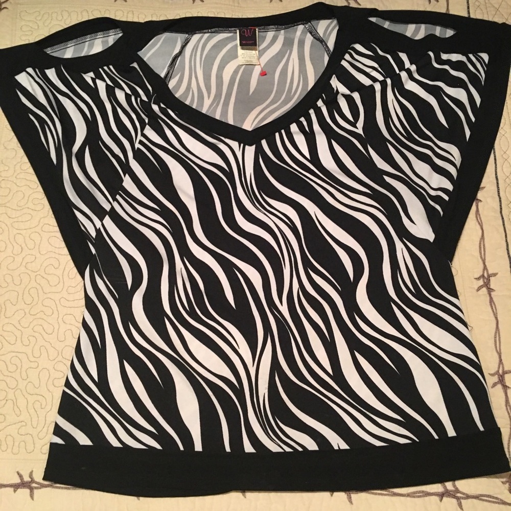 Zebra print peek a boo shoulder