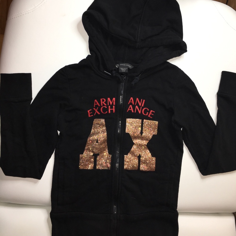 Black Armani Exchange Zip Up Hoodie