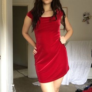 VINTAGE Velvet Red Mini Dress