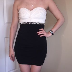 White and black cocktail dress
