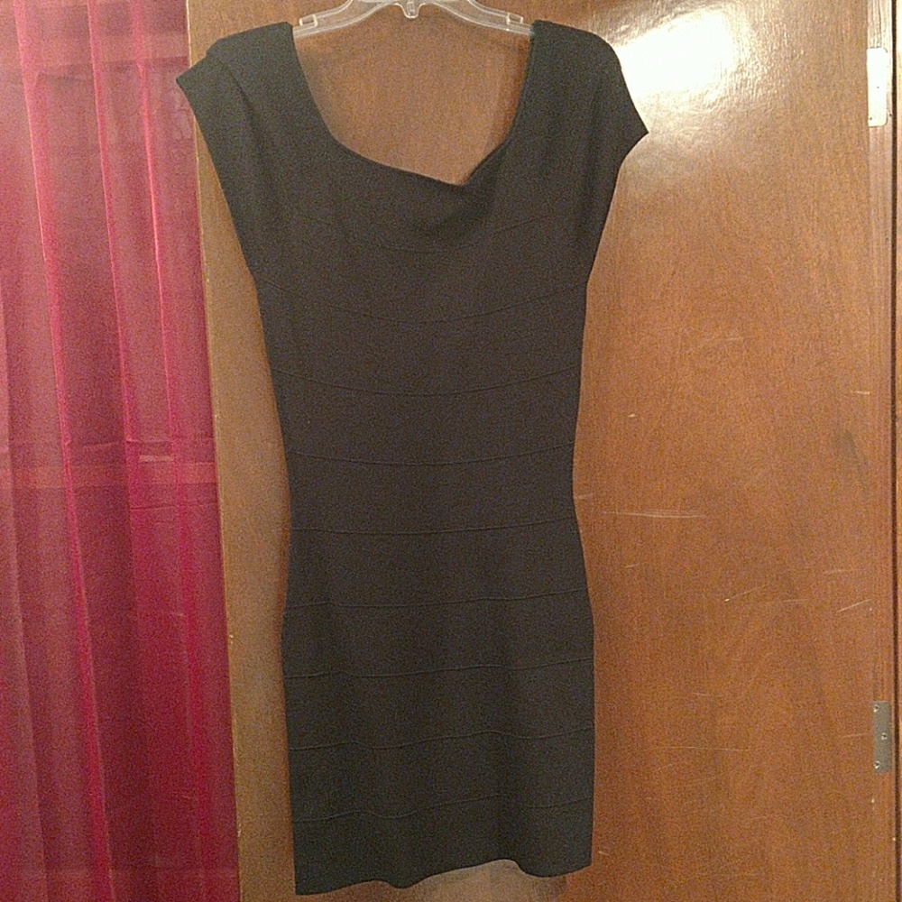 Black stretchy cocktail dress