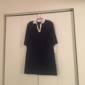 Navy blue collared shirt dress